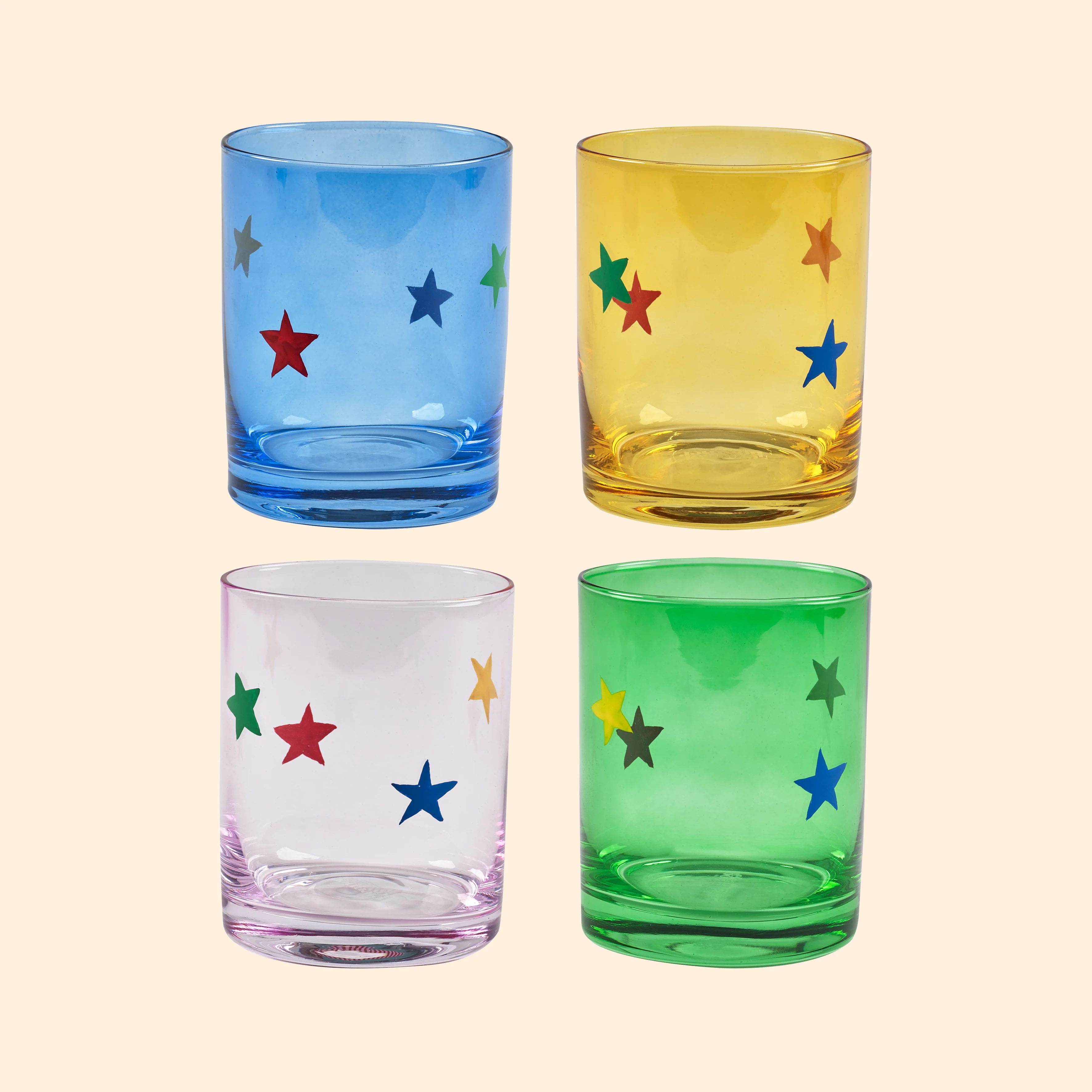 Painted Star Coloured Glass Tumblers – Set of 4 - Image 2