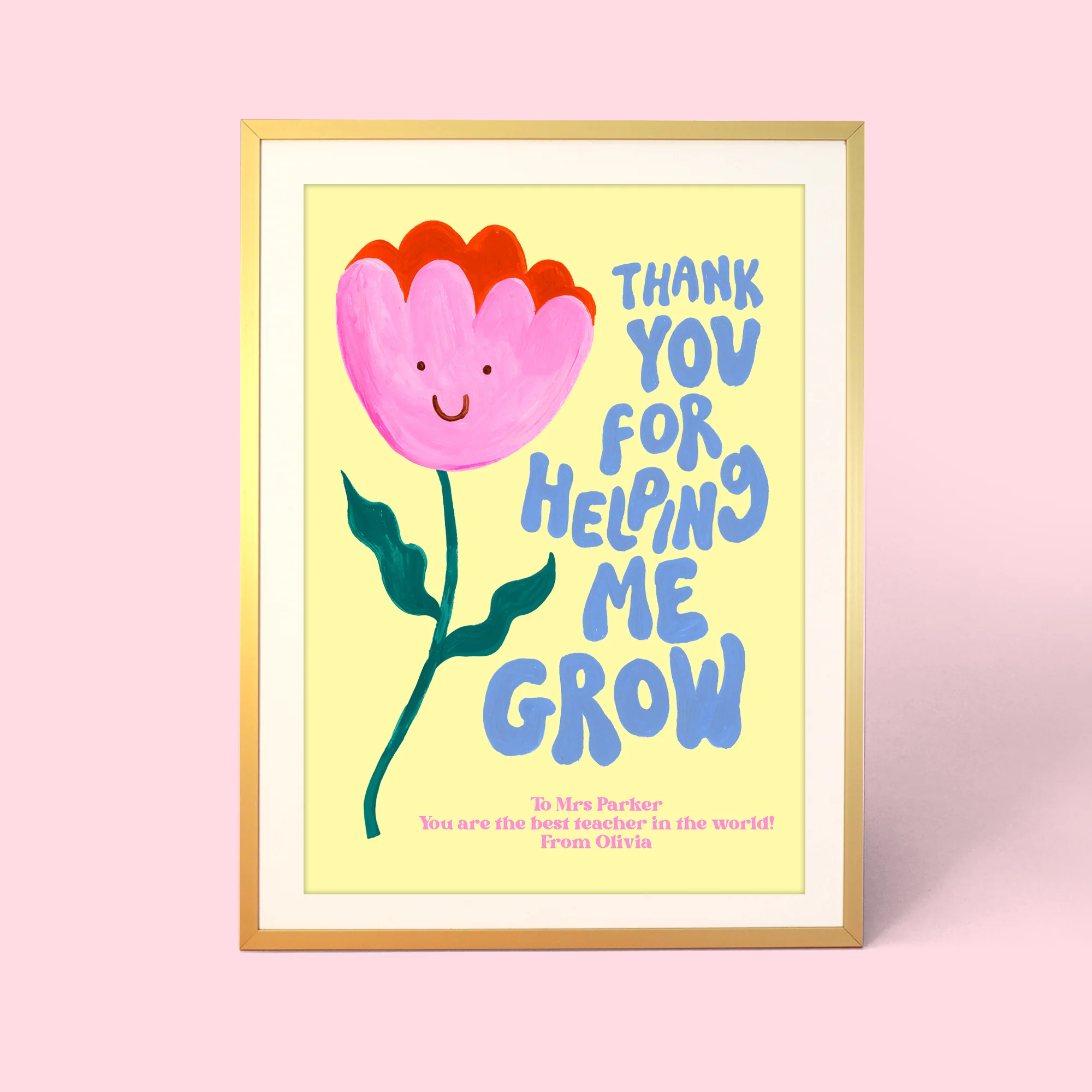 Thank You For Helping Me Grow Personalised Print